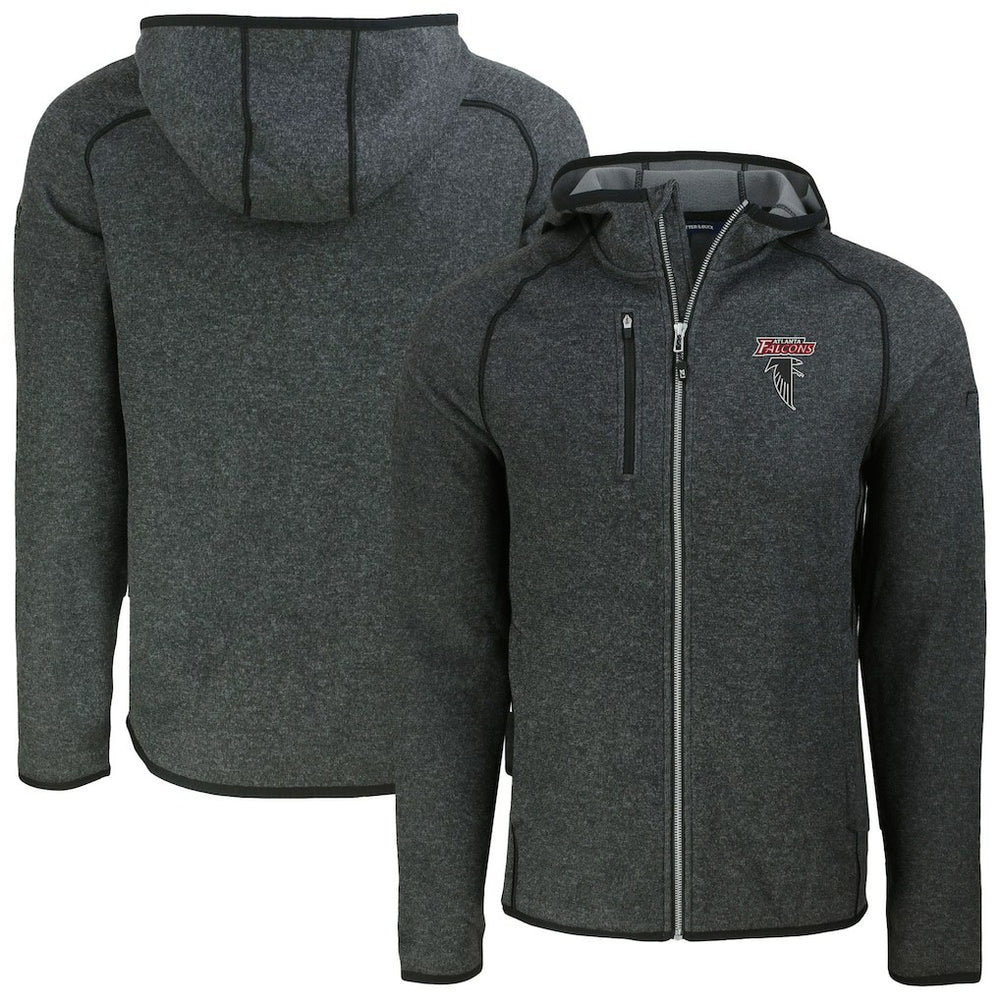 Atlanta Falcons Cutter & Buck Mainsail Hoodie Raglan Full-Zip Jacket Heather Charcoal - NFL