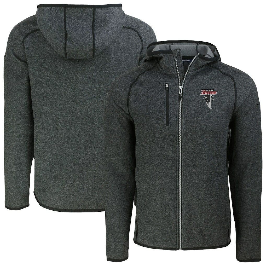 Atlanta Falcons Cutter & Buck Mainsail Hoodie Raglan Full-Zip Jacket Heather Charcoal - NFL