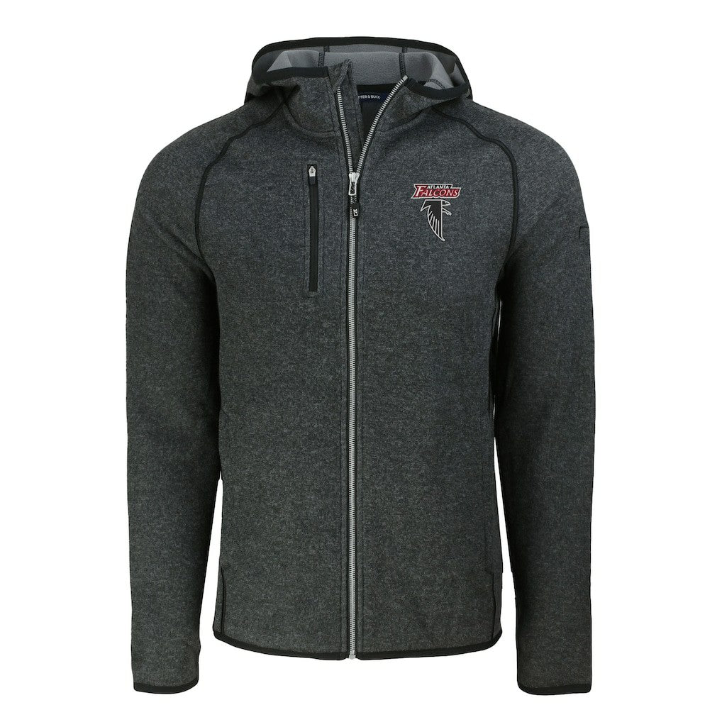 Atlanta Falcons Cutter & Buck Mainsail Hoodie Raglan Full-Zip Jacket Heather Charcoal - NFL