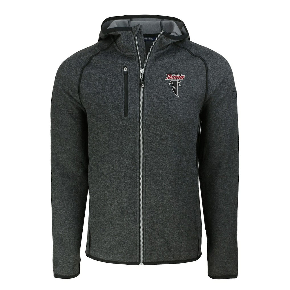 Atlanta Falcons Cutter & Buck Mainsail Hoodie Raglan Full-Zip Jacket Heather Charcoal - NFL
