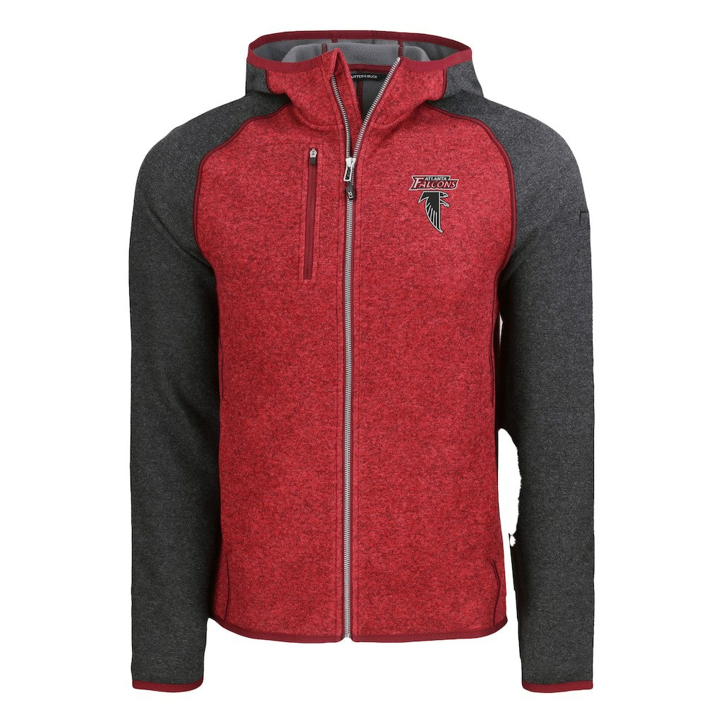 Atlanta Falcons Cutter & Buck Mainsail Hoodie Raglan Full-Zip Jacket Heather Red - NFL