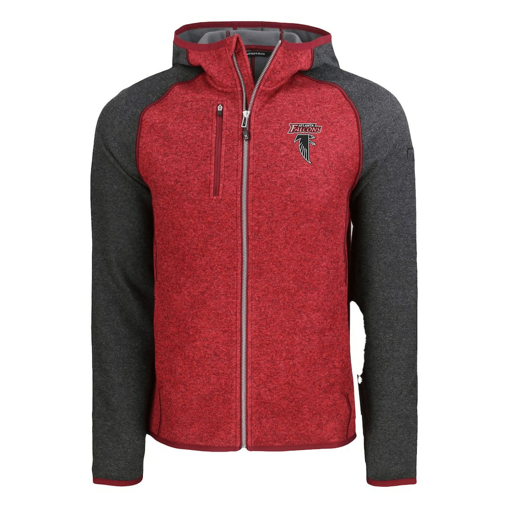 Atlanta Falcons Cutter & Buck Mainsail Hoodie Raglan Full-Zip Jacket Heather Red - NFL