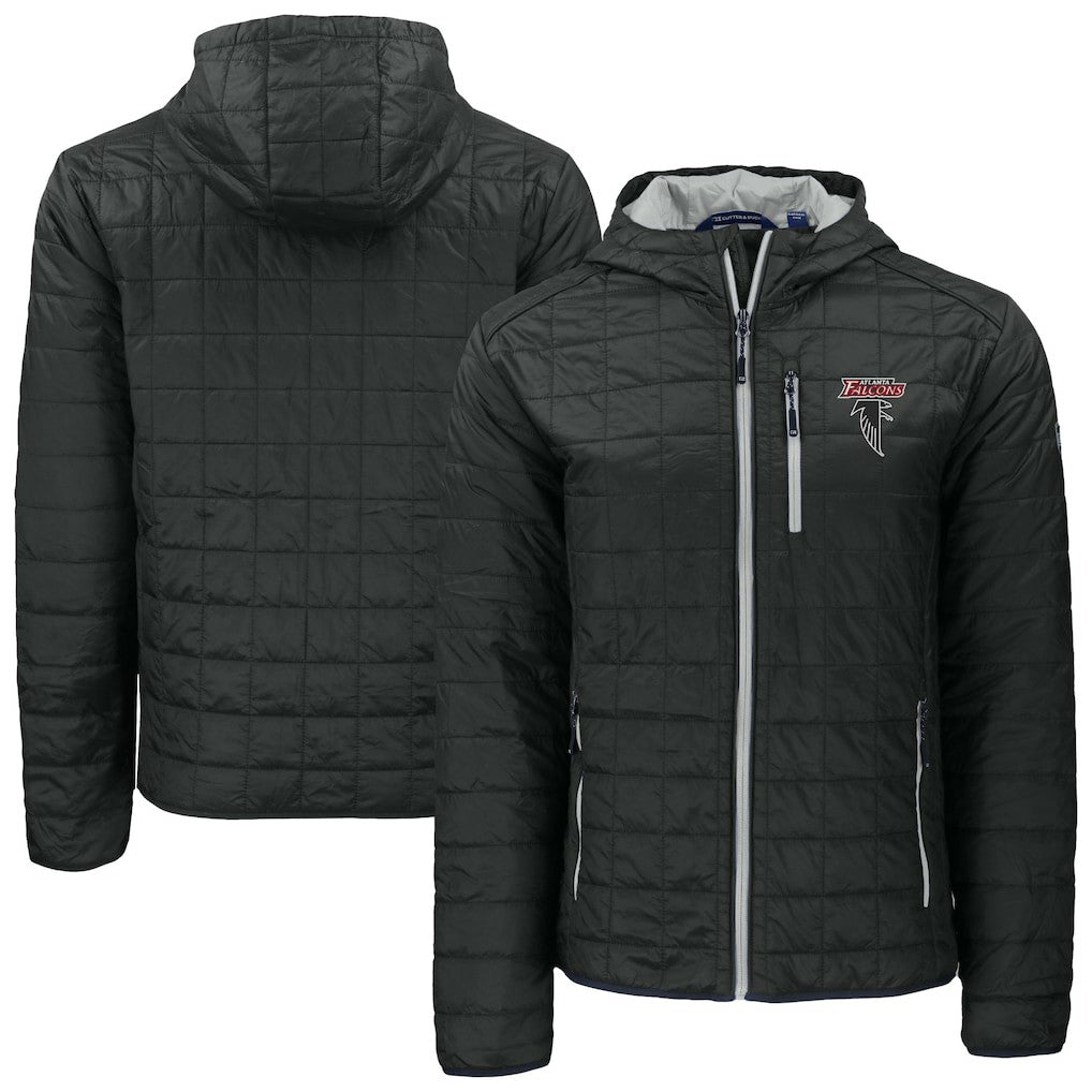 Atlanta Falcons Cutter & Buck Rainier PrimaLoft Eco Insulated Full-Zip Puffer Jacket Black - NFL