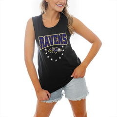 Baltimore Ravens Gameday Couture Women's Baby You're A Star Racerback Scoop Neck Tapered Tank Top Black - NFL