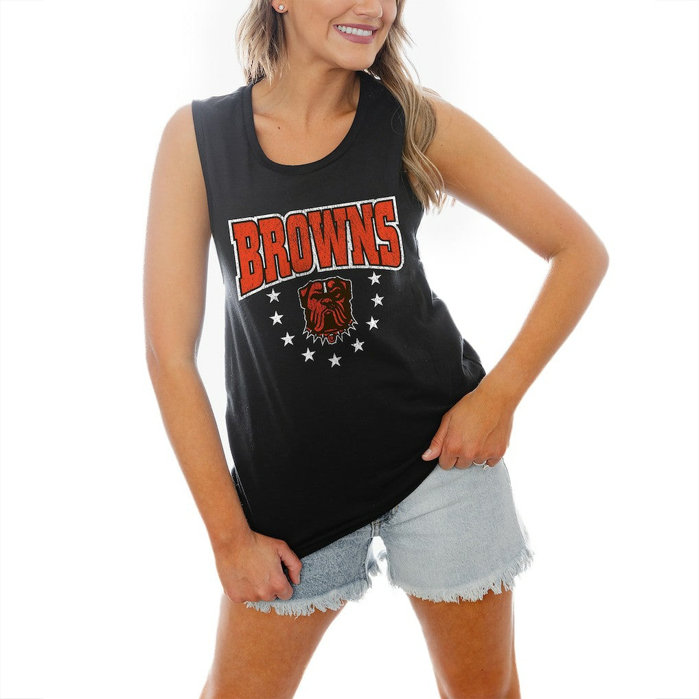 Cleveland Browns Gameday Couture Women's Baby You're A Star Racerback Scoop Neck Tapered Tank Top Black - NFL