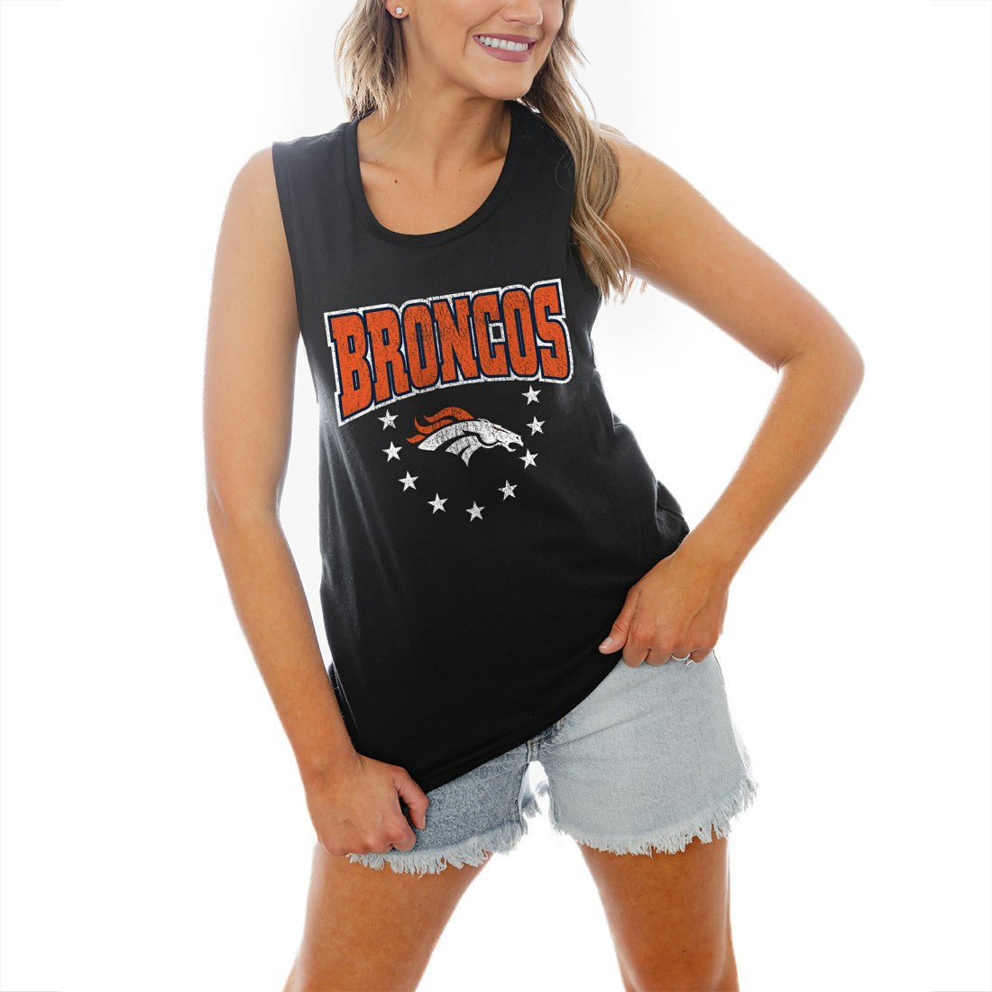 Denver Broncos Gameday Couture Women's Baby You're A Star Racerback Scoop Neck Tapered Tank Top Black - NFL