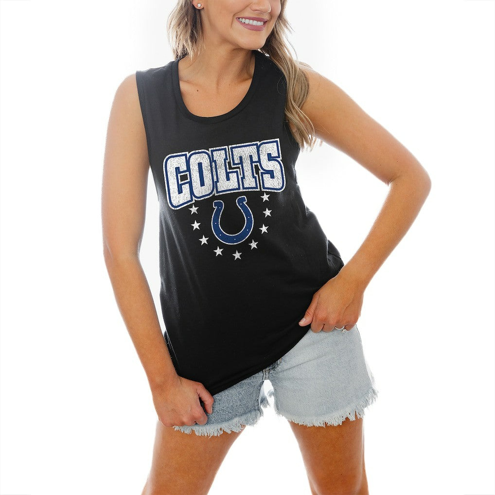 Indianapolis Colts Gameday Couture Women's Baby You're A Star Racerback Scoop Neck Tapered Tank Top Black - NFL