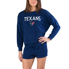 Houston Texans Concepts Sport Women's Gather Long Sleeve Top & Shorts Set Navy - NFL