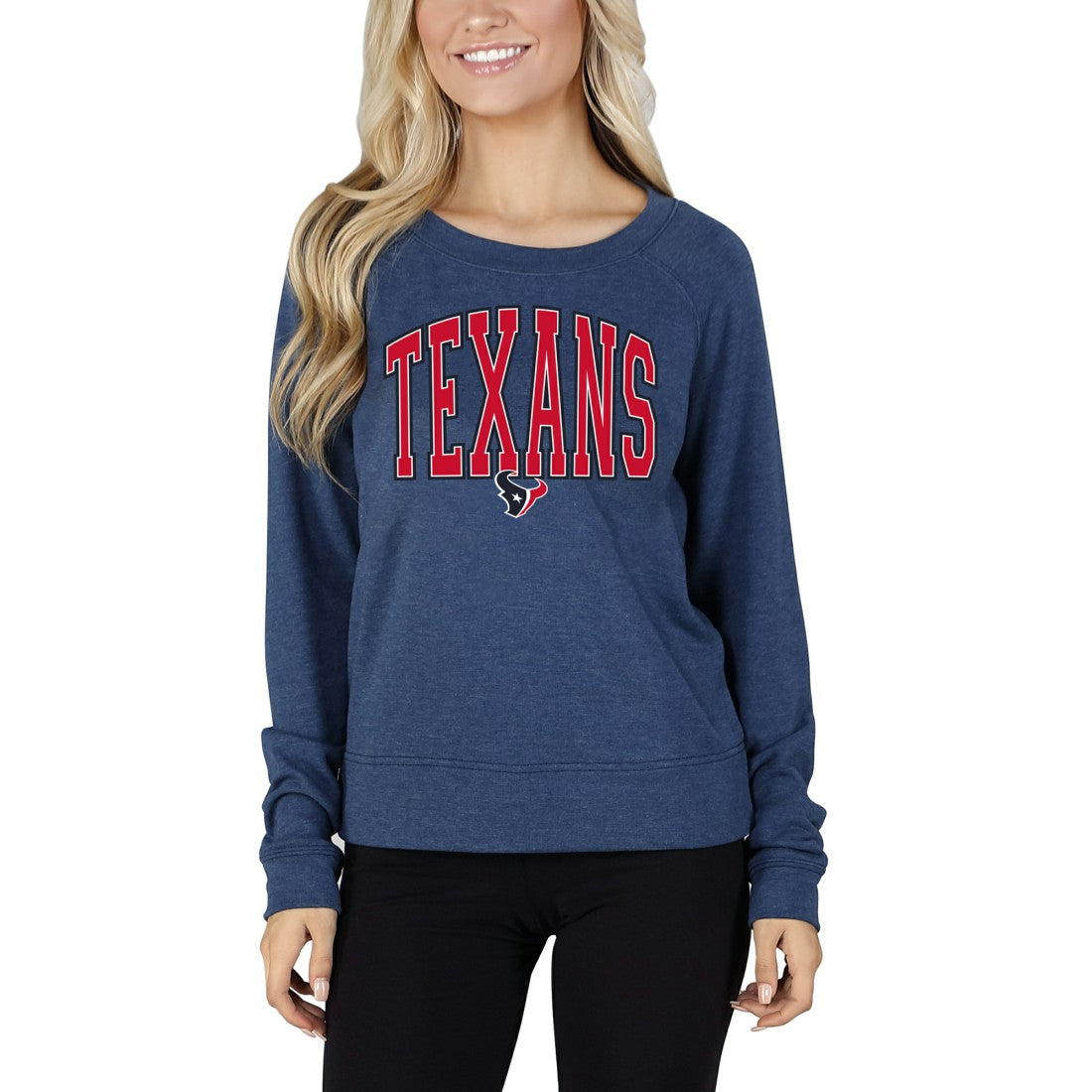 Houston Texans Concepts Sport Women's Mainstream Terry Tri-Blend Long Sleeve Top Navy - NFL