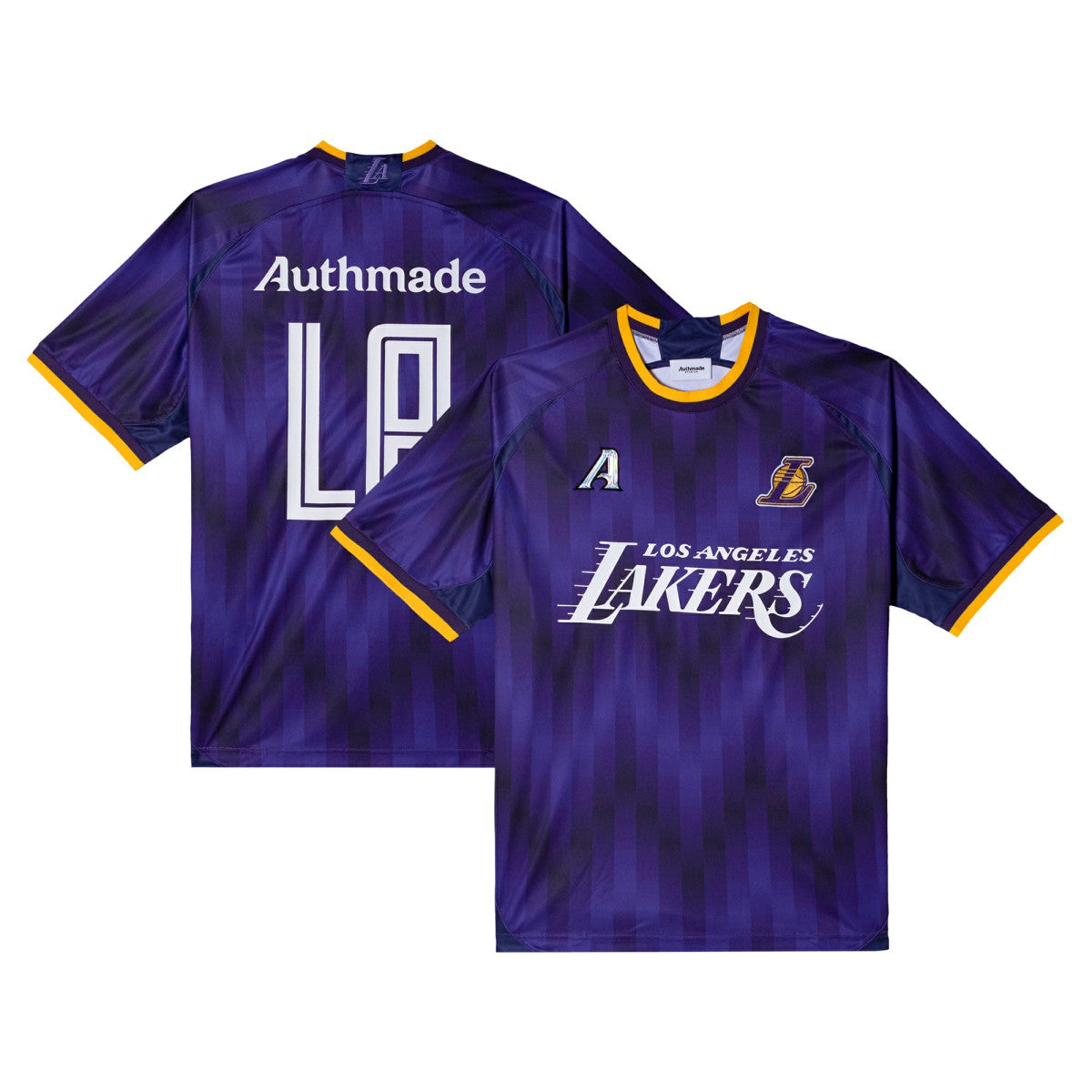 Los Angeles Lakers Authmade x NBA Soccer Kit Fashion Jersey - Purple on sale | NBA Jerseys