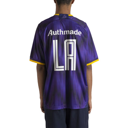 Los Angeles Lakers Authmade x NBA Soccer Kit Fashion Jersey - Purple on sale | NBA Jerseys