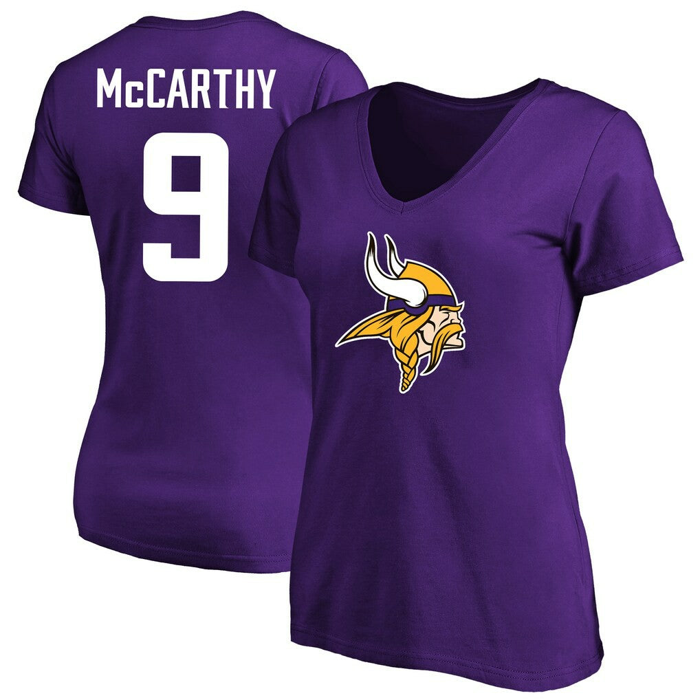 J.J. McCarthy Minnesota Vikings Women's Plus Size Fair Catch Name & Number Scoop Neck T-Shirt Purple - NFL