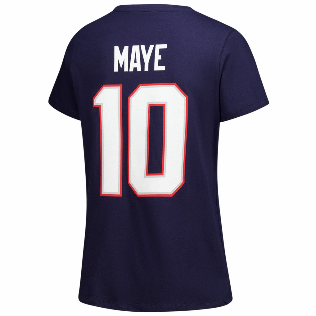 Drake Maye New England Patriots Women's Plus Size Name & Number V-Neck T-Shirt Navy - Fanatics