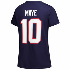 Drake Maye New England Patriots Women's Plus Size Name & Number V-Neck T-Shirt Navy - Fanatics