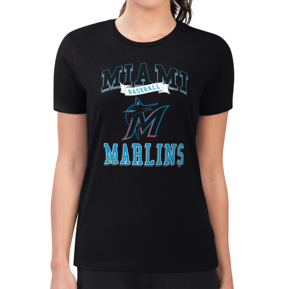 Miami Marlins G-III 4Her by Carl Banks Women's Super-Slim Fit Lightweight Team Logo Graphic T-Shirt Near Me