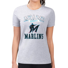 Miami Marlins G-III 4Her by Carl Banks Women's Super-Slim Fit Lightweight Team Logo Graphic T-Shirt Lifestyle