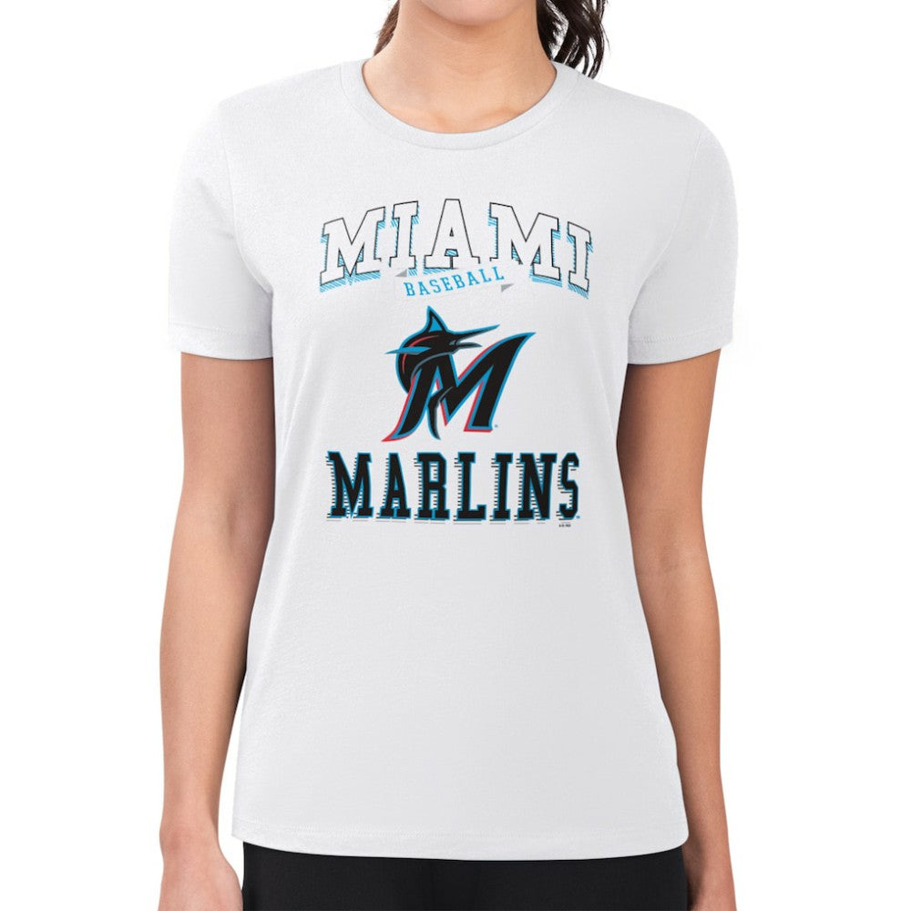 Miami Marlins G-III 4Her by Carl Banks Women's Super-Slim Fit Lightweight Team Logo Graphic T-Shirt Online