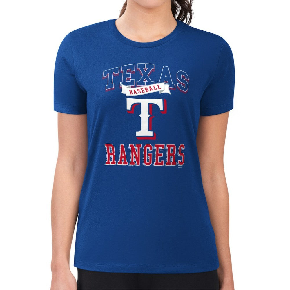 Texas Rangers G-III 4Her by Carl Banks Women's Super-Slim Fit Lightweight Team Logo Graphic T-Shirt On Sale