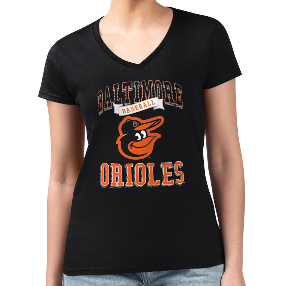 Baltimore Orioles G-III 4Her by Carl Banks Women's Super-Slim Fit Lightweight Team Logo Graphic V-Neck T-Shirt Near Me