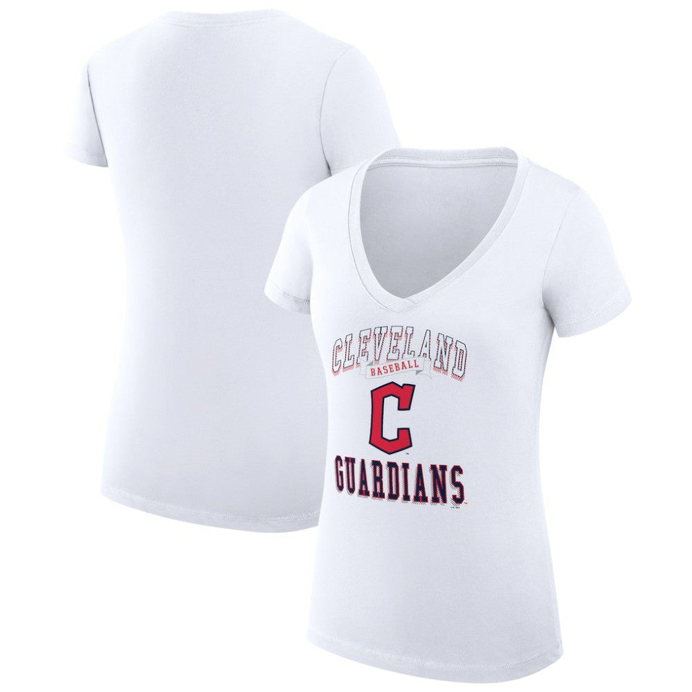 Cleveland Guardians G-III 4Her by Carl Banks Women's Super-Slim Fit Lightweight Team Logo Graphic V-Neck T-Shirt Lifestyle