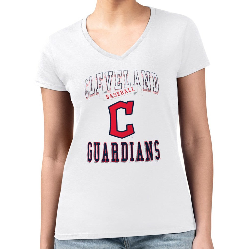 Cleveland Guardians G-III 4Her by Carl Banks Women's Super-Slim Fit Lightweight Team Logo Graphic V-Neck T-Shirt Lifestyle