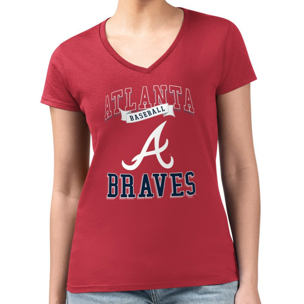 Atlanta Braves G-III 4Her by Carl Banks Women's Super-Slim Fit Lightweight Team Logo Graphic V-Neck T-Shirt Online