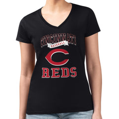 Cincinnati Reds G-III 4Her by Carl Banks Women's Super-Slim Fit Lightweight Team Logo Graphic V-Neck T-Shirt for sale