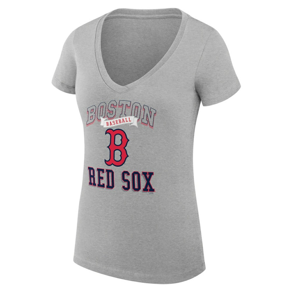 Boston Red Sox G-III 4Her by Carl Banks Women's Super-Slim Fit Lightweight Team Logo Graphic V-Neck T-Shirt Clearance