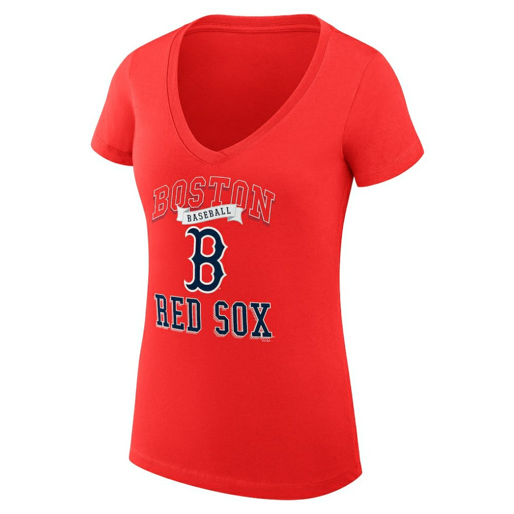 Boston Red Sox G-III 4Her by Carl Banks Women's Super-Slim Fit Lightweight Team Logo Graphic V-Neck T-Shirt On Sale