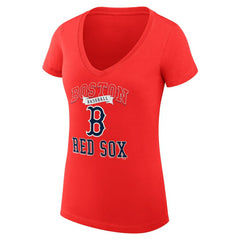 Boston Red Sox G-III 4Her by Carl Banks Women's Super-Slim Fit Lightweight Team Logo Graphic V-Neck T-Shirt On Sale