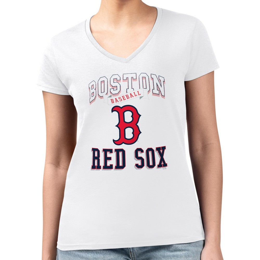 Boston Red Sox G-III 4Her by Carl Banks Women's Super-Slim Fit Lightweight Team Logo Graphic V-Neck T-Shirt Online