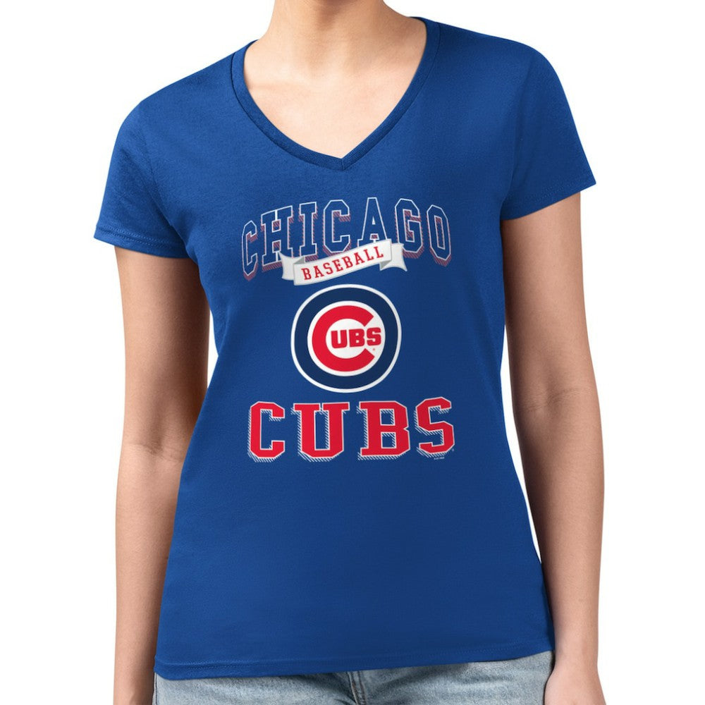 Chicago Cubs G-III 4Her by Carl Banks Women's Super-Slim Fit Lightweight Team Logo Graphic V-Neck T-Shirt Online