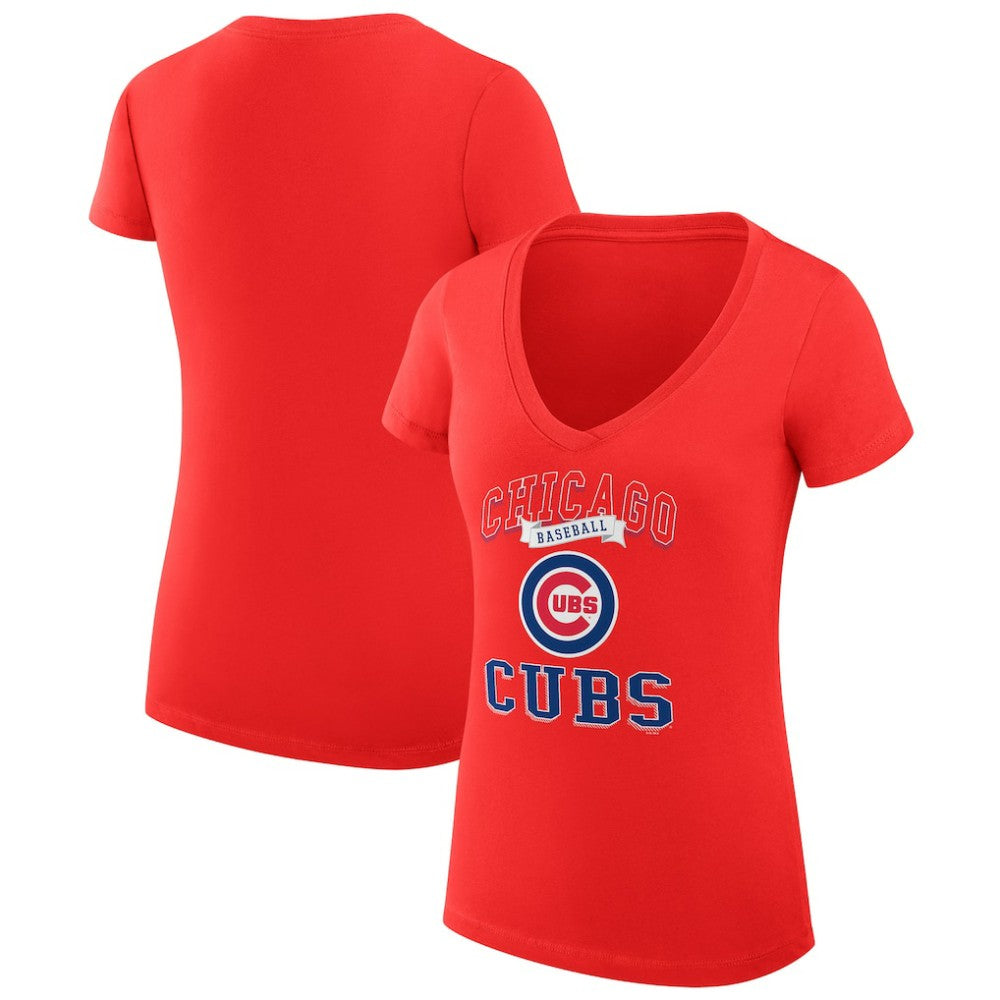Chicago Cubs G-III 4Her by Carl Banks Women's Super-Slim Fit Lightweight Team Logo Graphic V-Neck T-Shirt Near Me