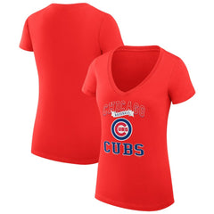 Chicago Cubs G-III 4Her by Carl Banks Women's Super-Slim Fit Lightweight Team Logo Graphic V-Neck T-Shirt Near Me