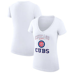 Chicago Cubs G-III 4Her by Carl Banks Women's Super-Slim Fit Lightweight Team Logo Graphic V-Neck T-Shirt Sale