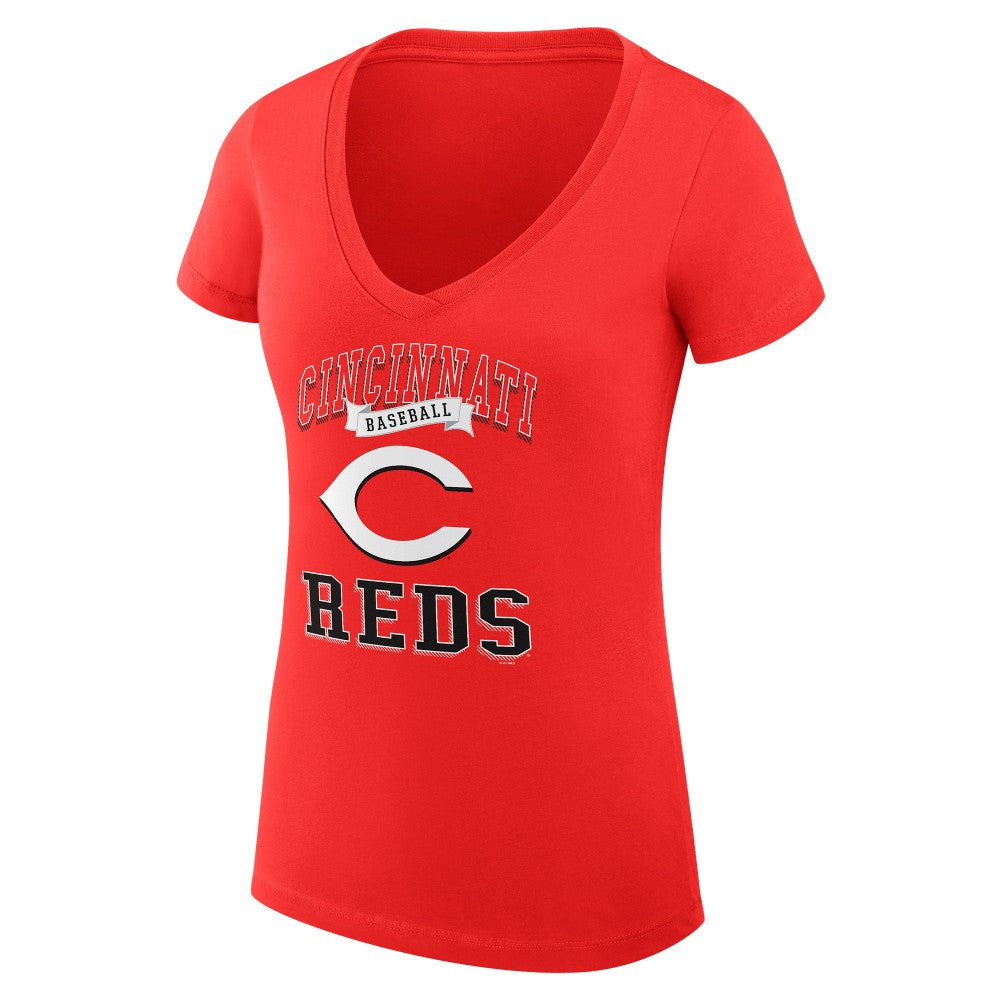 Cincinnati Reds G-III 4Her by Carl Banks Women's Super-Slim Fit Lightweight Team Logo Graphic V-Neck T-Shirt On Sale