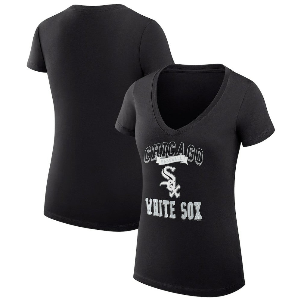 Chicago White Sox G-III 4Her by Carl Banks Women's Super-Slim Fit Lightweight Team Logo Graphic V-Neck T-Shirt Lifestyle