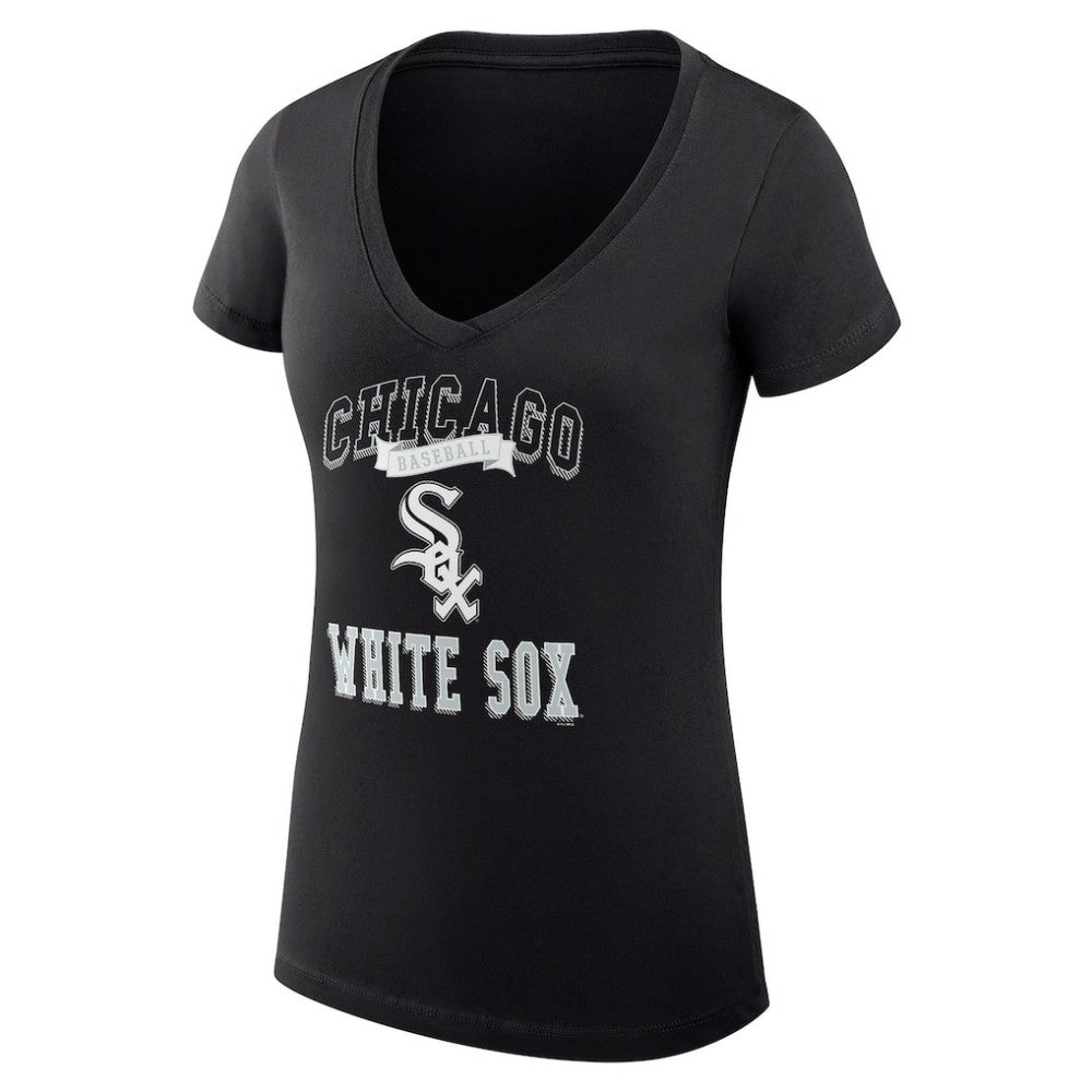 Chicago White Sox G-III 4Her by Carl Banks Women's Super-Slim Fit Lightweight Team Logo Graphic V-Neck T-Shirt Lifestyle