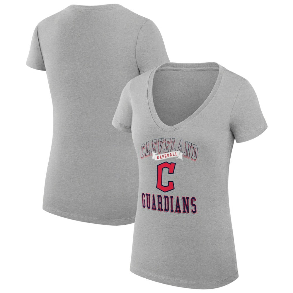 Cleveland Guardians G-III 4Her by Carl Banks Women's Super-Slim Fit Lightweight Team Logo Graphic V-Neck T-Shirt for sale