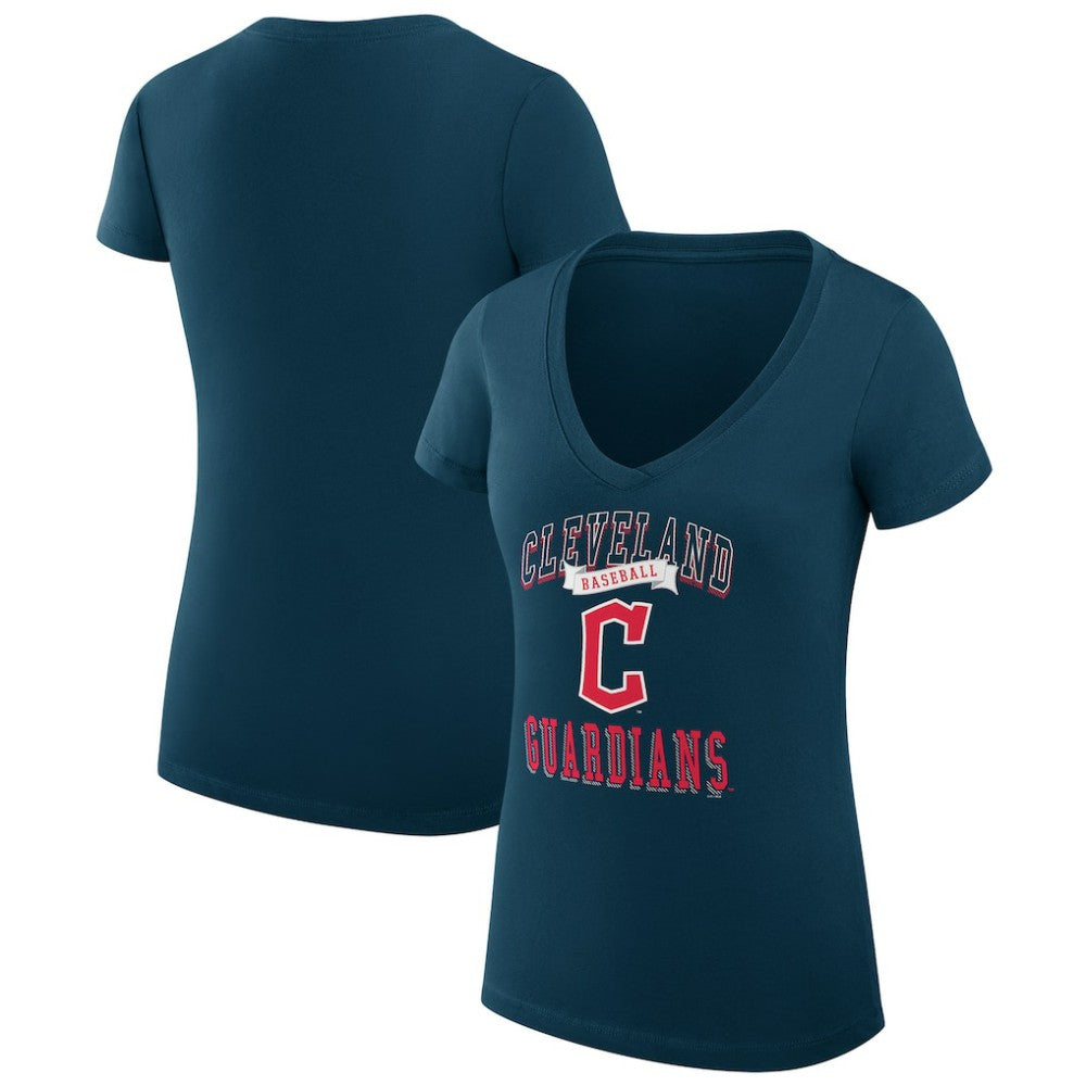 Cleveland Guardians G-III 4Her by Carl Banks Women's Super-Slim Fit Lightweight Team Logo Graphic V-Neck T-Shirt discount