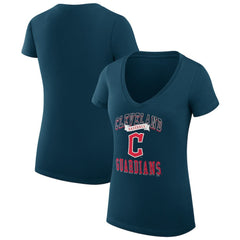Cleveland Guardians G-III 4Her by Carl Banks Women's Super-Slim Fit Lightweight Team Logo Graphic V-Neck T-Shirt discount