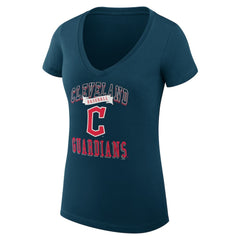 Cleveland Guardians G-III 4Her by Carl Banks Women's Super-Slim Fit Lightweight Team Logo Graphic V-Neck T-Shirt discount