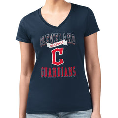Cleveland Guardians G-III 4Her by Carl Banks Women's Super-Slim Fit Lightweight Team Logo Graphic V-Neck T-Shirt discount