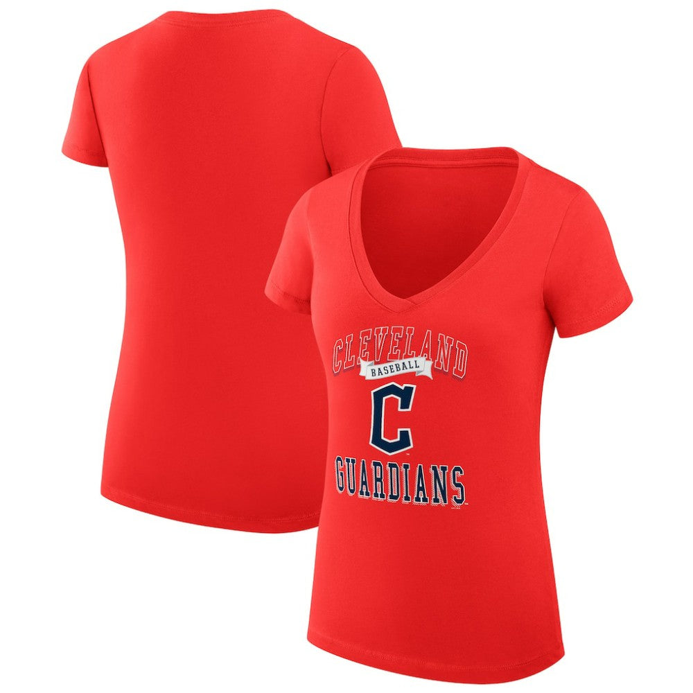 Cleveland Guardians G-III 4Her by Carl Banks Women's Super-Slim Fit Lightweight Team Logo Graphic V-Neck T-Shirt discount