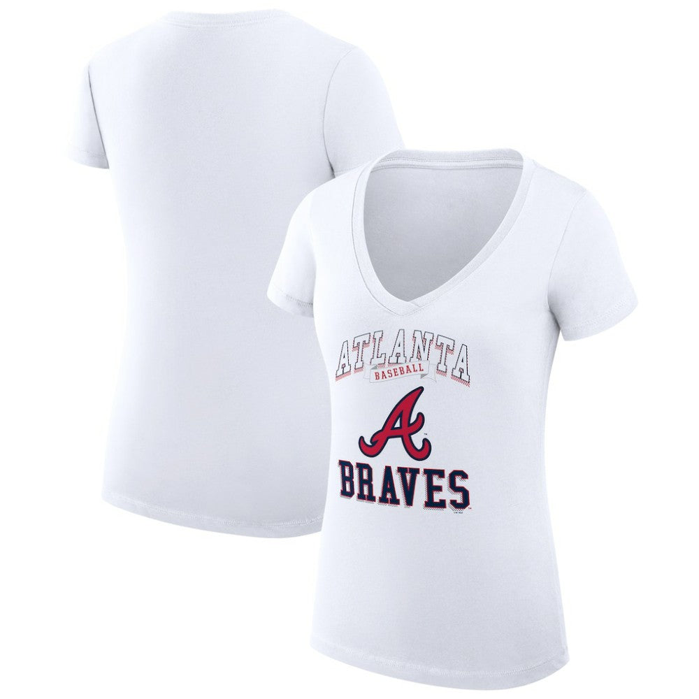 Atlanta Braves G-III 4Her by Carl Banks Women's Super-Slim Fit Lightweight Team Logo Graphic V-Neck T-Shirt Clearance