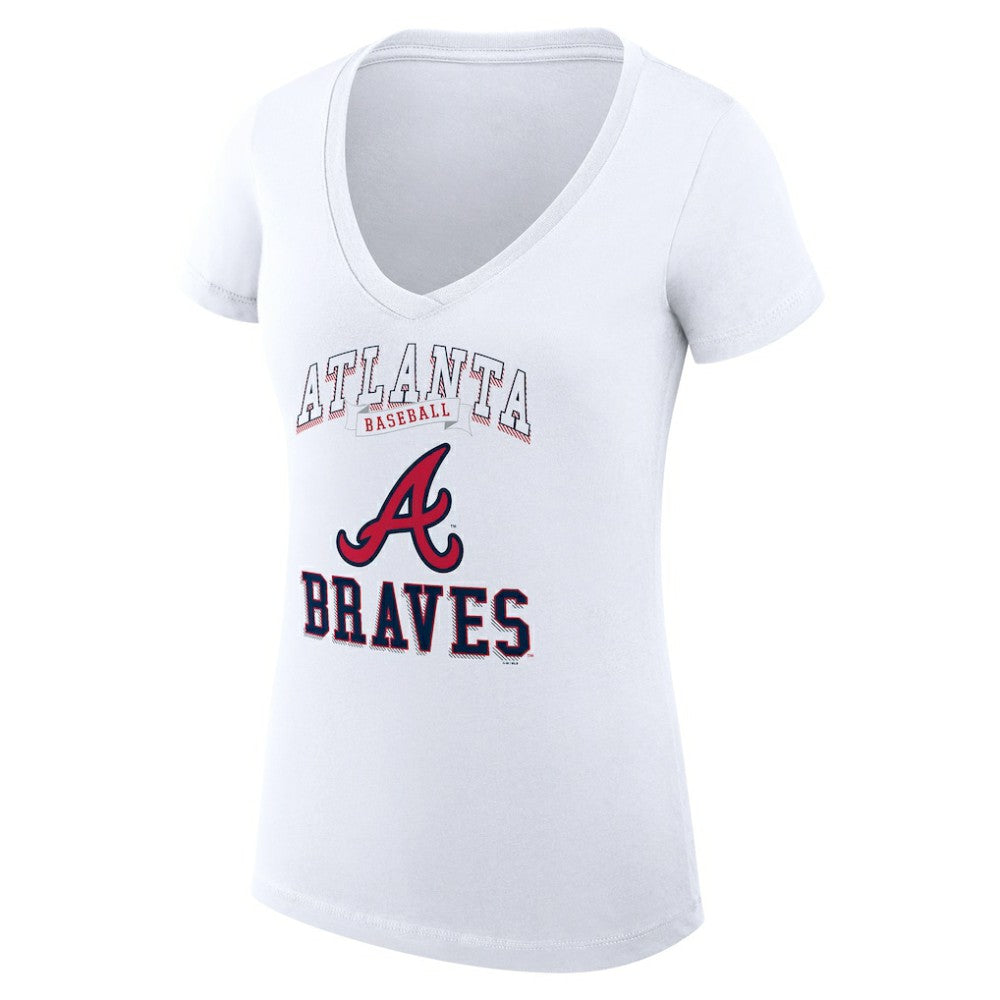 Atlanta Braves G-III 4Her by Carl Banks Women's Super-Slim Fit Lightweight Team Logo Graphic V-Neck T-Shirt Clearance