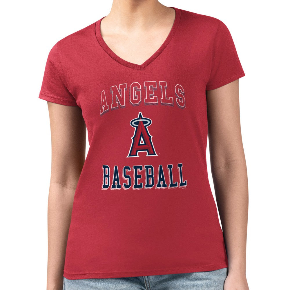 Los Angeles Angels G-III 4Her by Carl Banks Women's Super-Slim Fit Lightweight Team Logo Graphic V-Neck T-Shirt Lifestyle