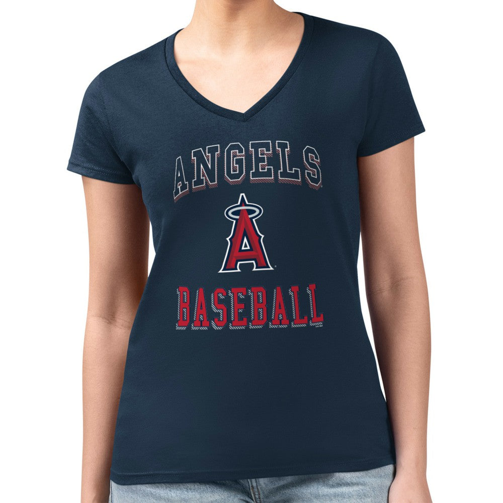 Los Angeles Angels G-III 4Her by Carl Banks Women's Super-Slim Fit Lightweight Team Logo Graphic V-Neck T-Shirt discount