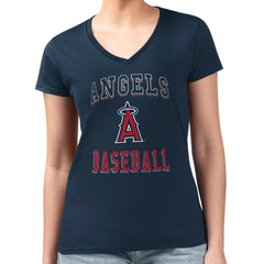 Los Angeles Angels G-III 4Her by Carl Banks Women's Super-Slim Fit Lightweight Team Logo Graphic V-Neck T-Shirt discount
