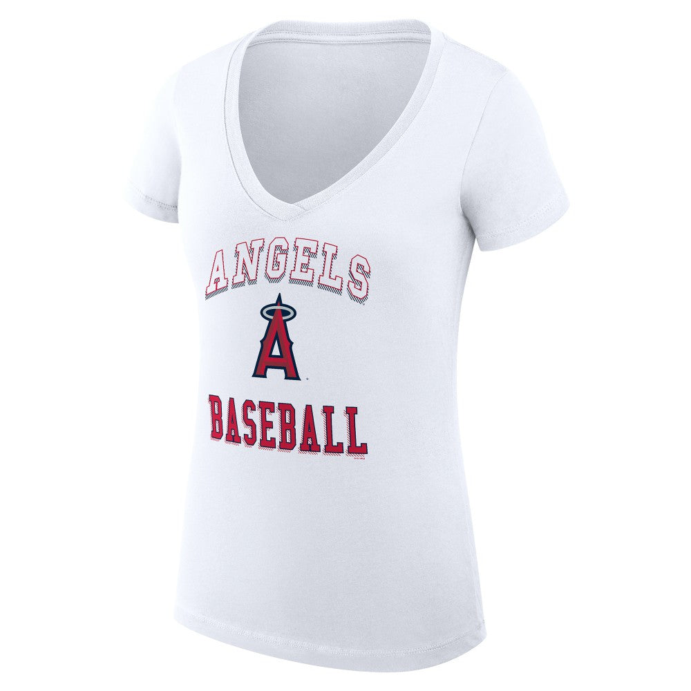 Los Angeles Angels G-III 4Her by Carl Banks Women's Super-Slim Fit Lightweight Team Logo Graphic V-Neck T-Shirt Clearance